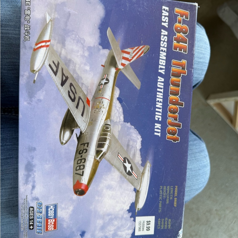 F-84E ThunderJet Model Kit - Silver and Red